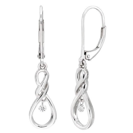 1/12cttw Dancing Genuine Diamond Infinity Drop Earrings in Sterling Silver