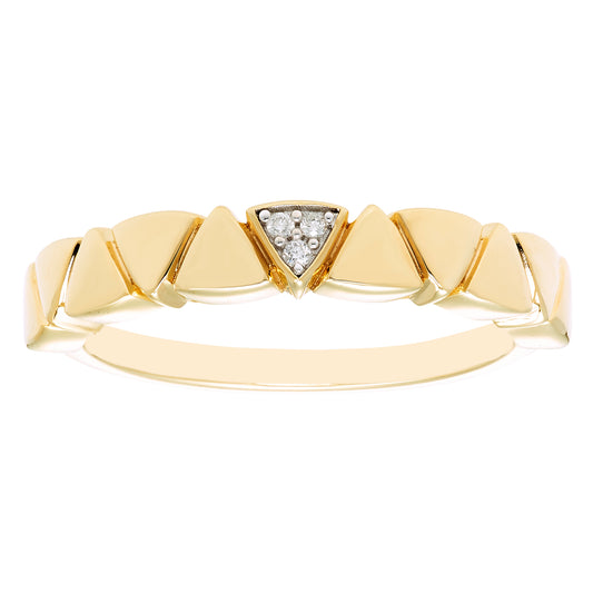 Diamond Triangular Prism Stackable Ring in 14K Yellow Gold Plated Sterling Silver