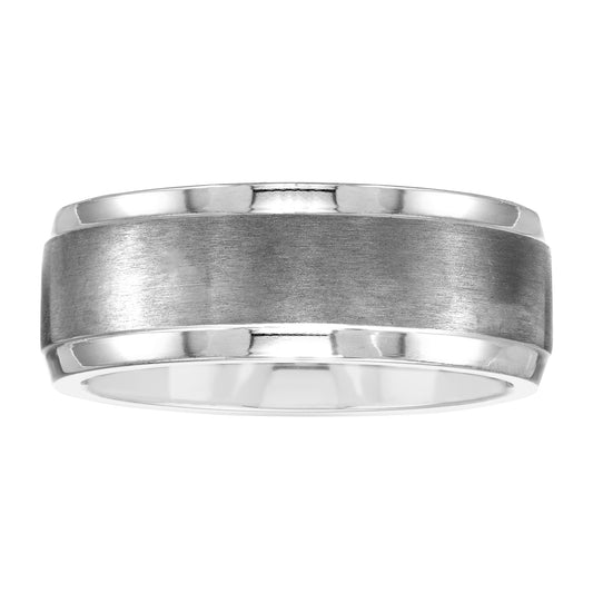 8mm Tantalum Brushed Matte Center & High-Polish Edges Band Ring