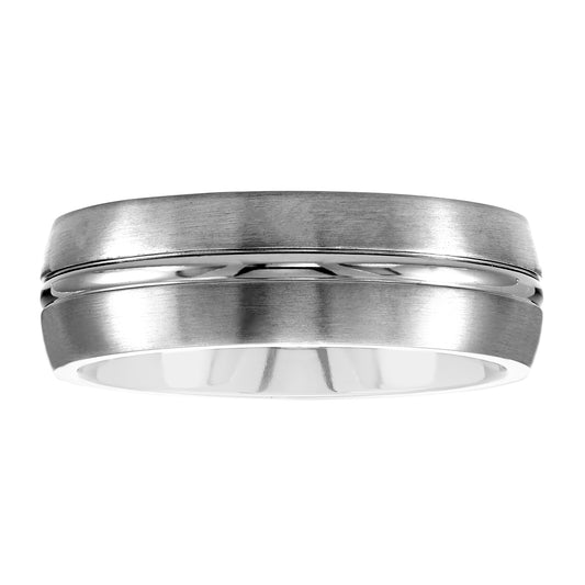 Tantalum 7mm Brushed Matte Finish with High Polish Center Stripe Band Ring