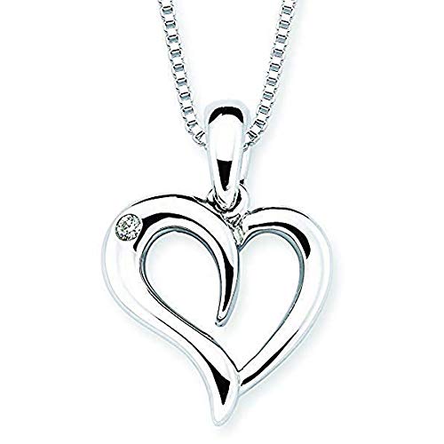 Genuine Diamond Heart Pendant in Sterling Silver