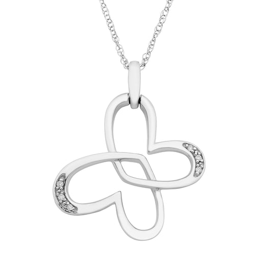 Genuine Diamond Butterfly Pendant in Sterling Silver