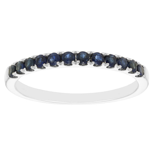 10K White Gold Genuine Blue Sapphire Birthstone Stacking Ring