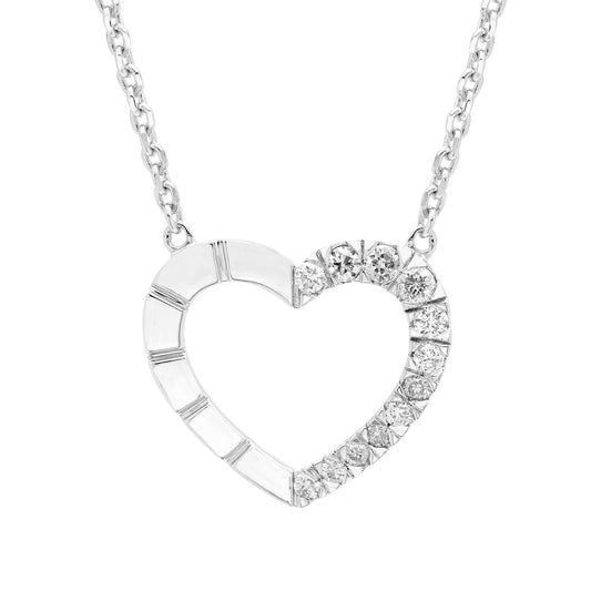 1/6cttw Diamond Heart Pendant in Sterling Silver with Chain