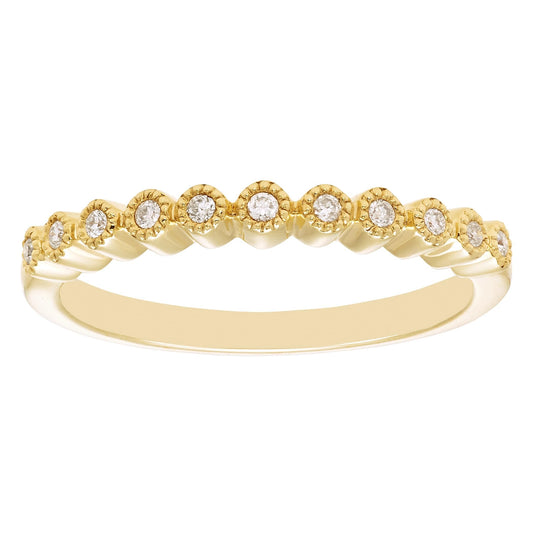 1/10cttw Diamond Stacking Ring in 14K Yellow Gold Plated Silver