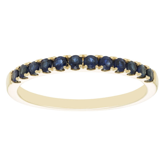 10K Yellow Gold Genuine Blue Sapphire Birthstone Stacking Ring