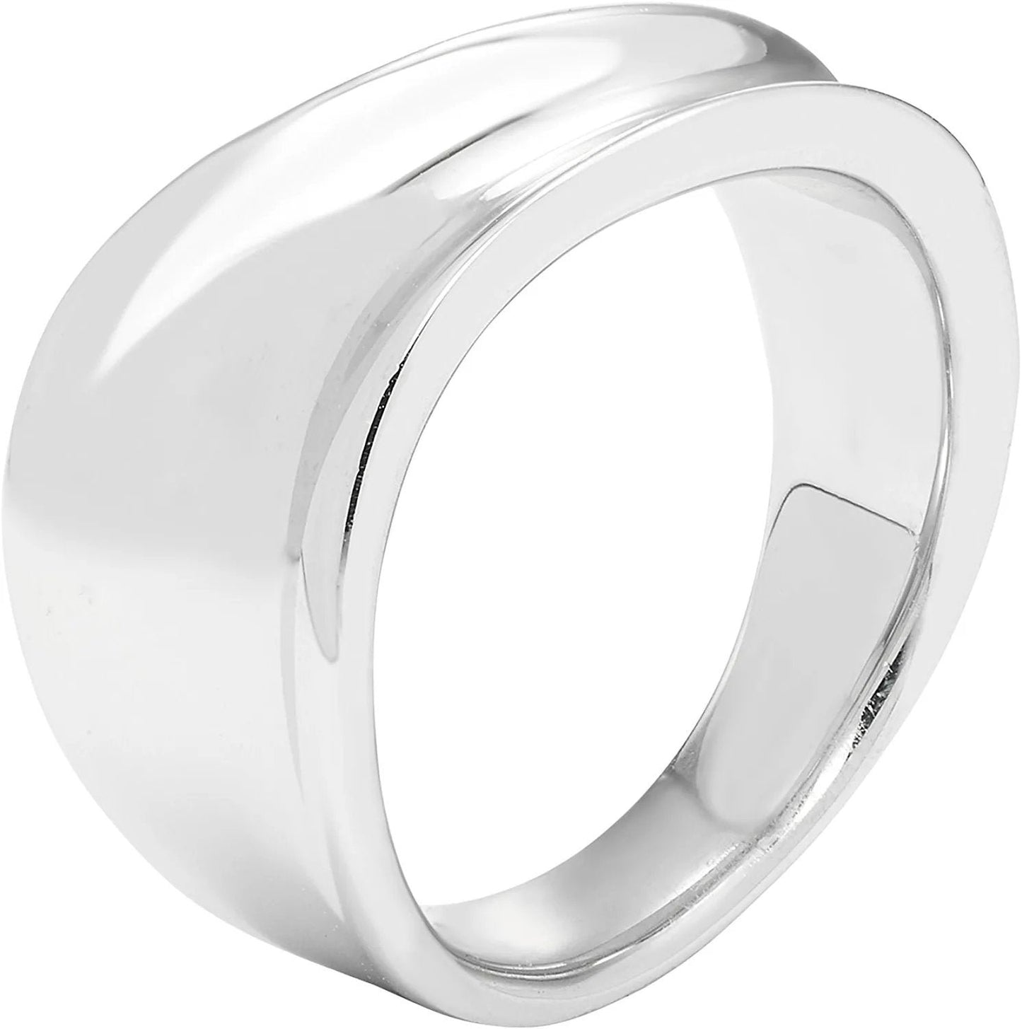 Sterling Silver Solid Wave Wide Band Ring